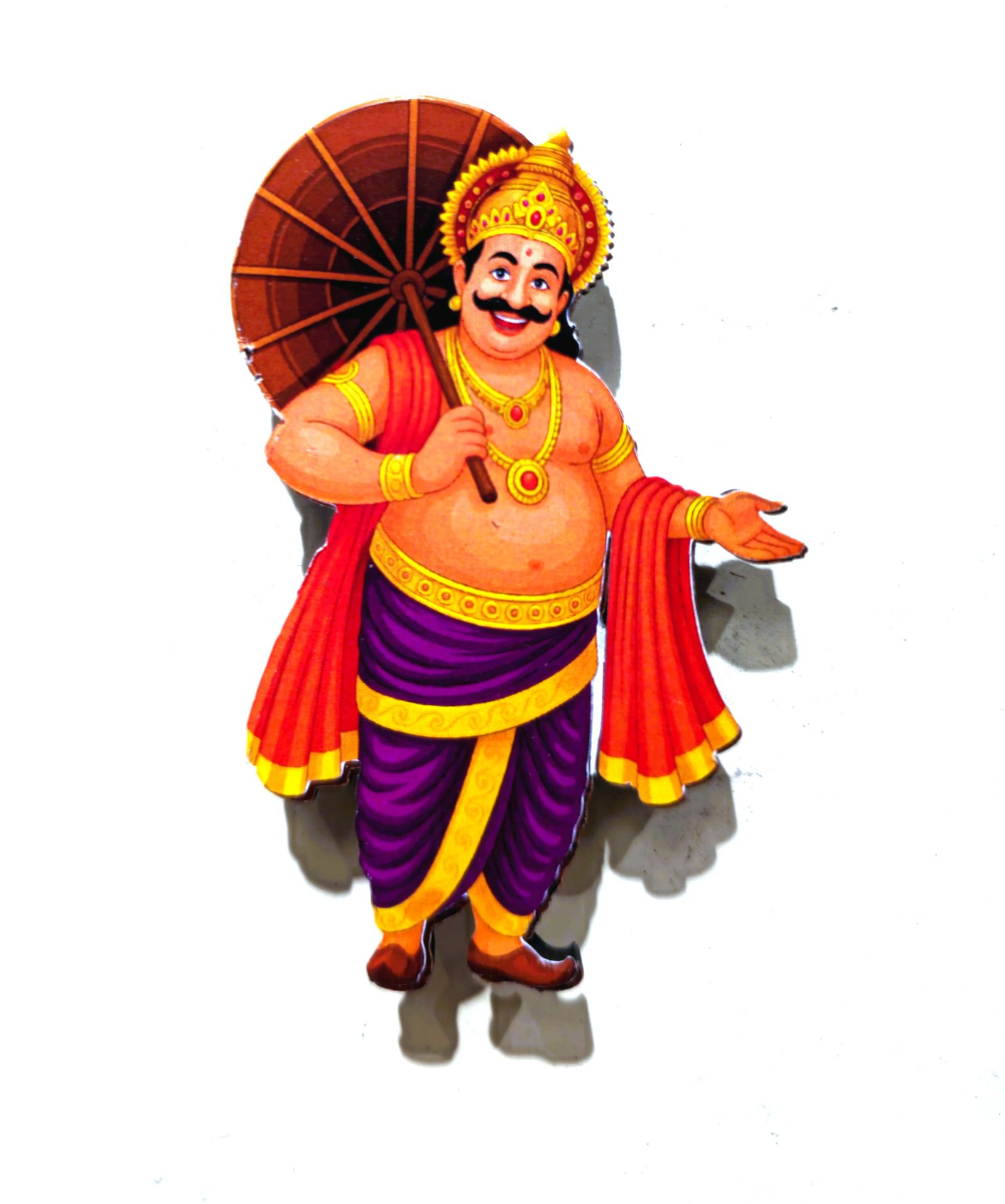 Printed Mahabali MDF Fridge Magnet – Traditional Kerala Onam Souvenir by Mannar Craft