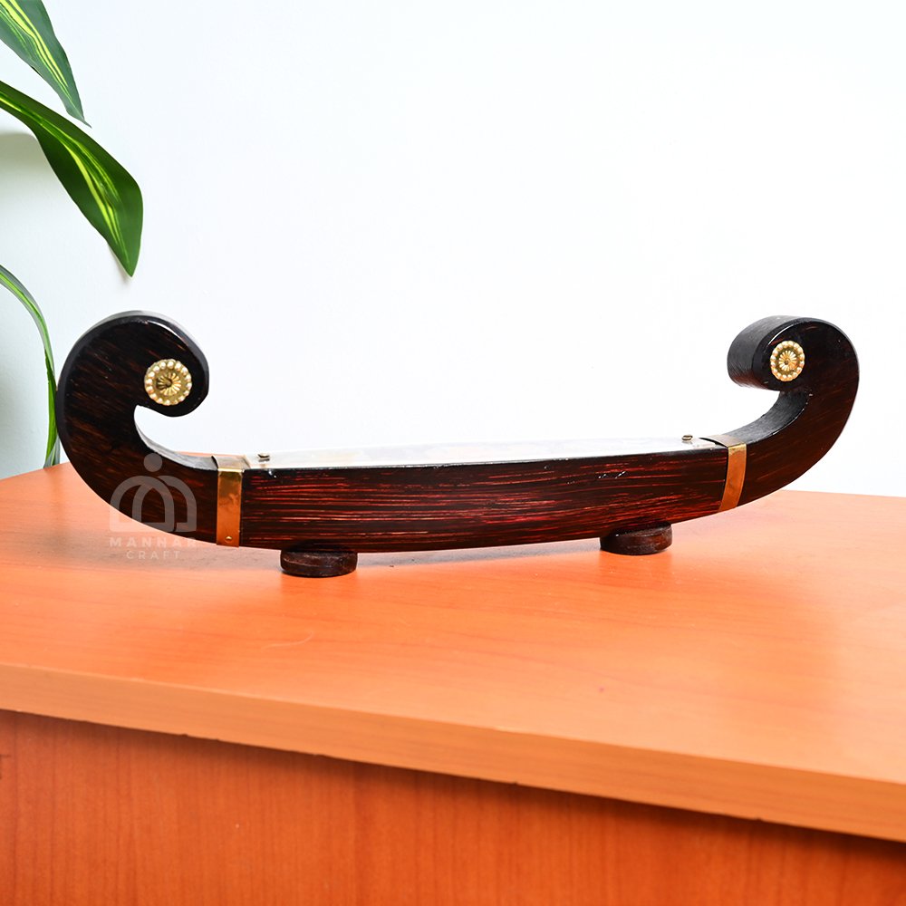 Handcrafted Wooden Churulan Vallam with Stand & Original Spices – Kerala Traditional Home Decor & Gifting Piece | Mannar Craft