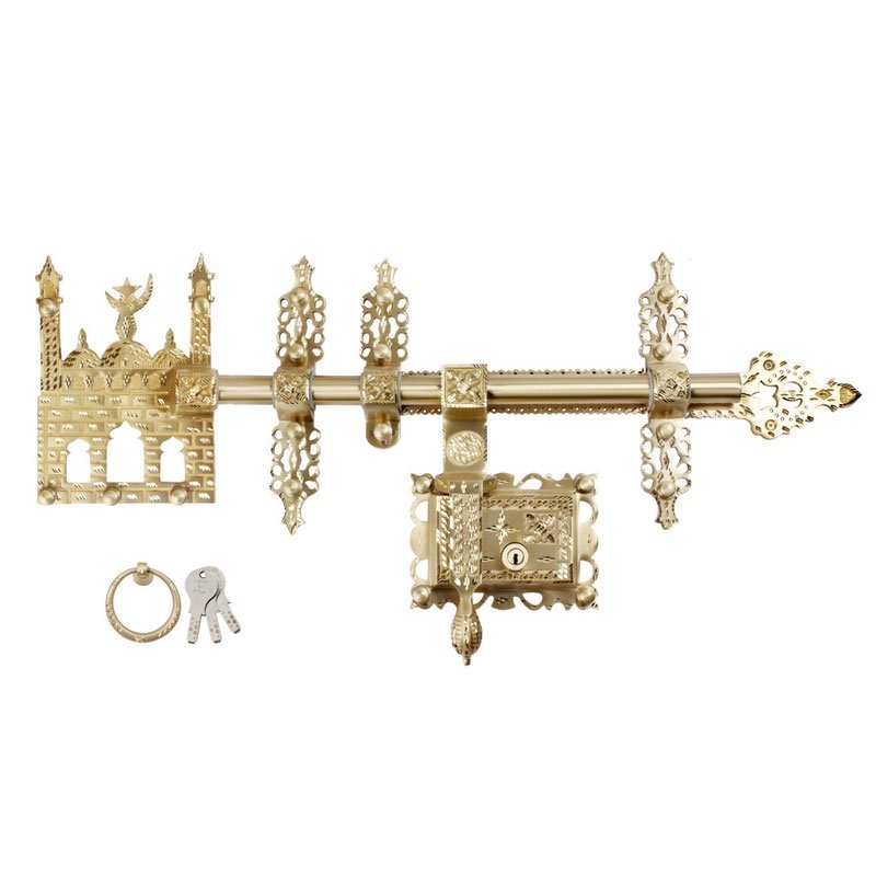 Manichitratazhu Aldrop Mosque Head with Brass Matte Finish 25 mm Thick and 16- inch Wide Rod (Gold)