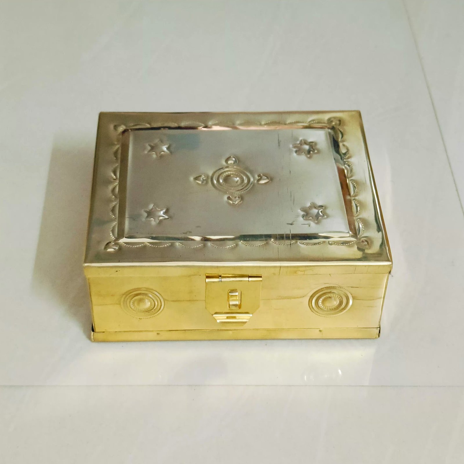 Traditional Brass Rectangle Betal Box | Large Brass Decorative Box for Home Decor