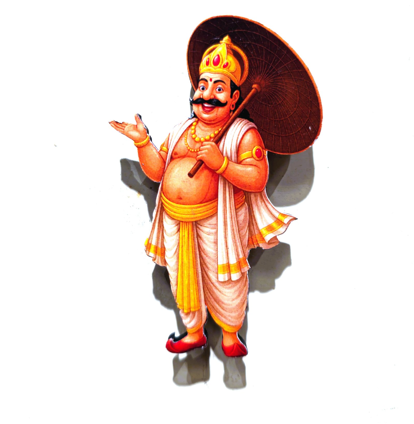 Set of 10 Printed Mahabali MDF Fridge Magnets – Decorative Kerala Onam Souvenir Gift for Home & Kitchen